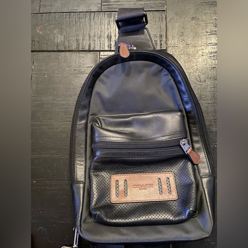 Coach Black and Brown Men's Leather Belt Bag